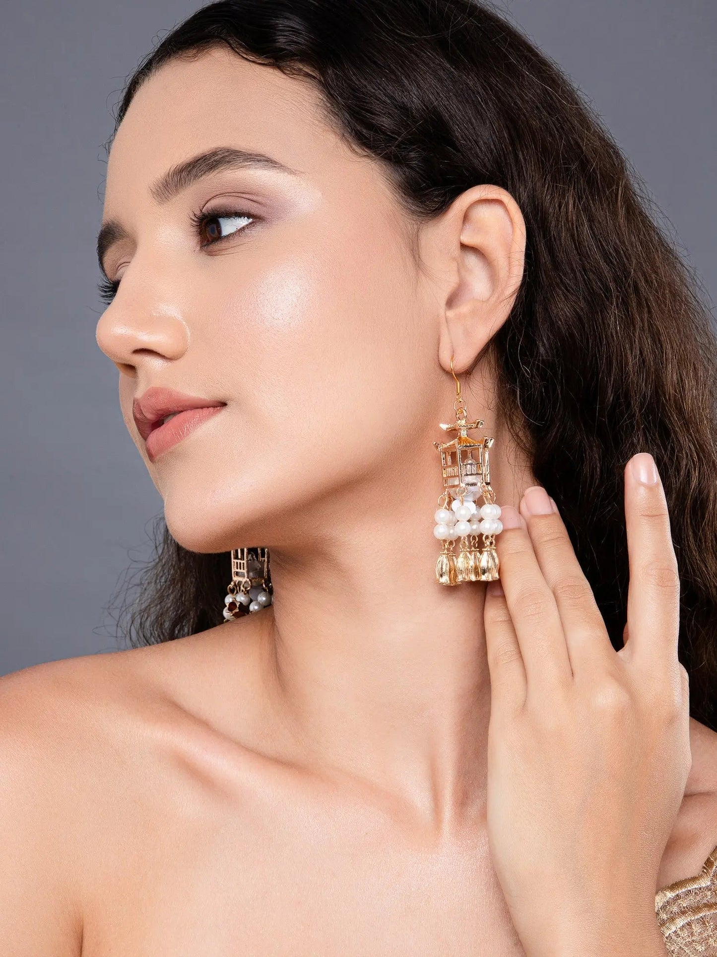 Lantern Pearl Led Earrings For Diwali Festival