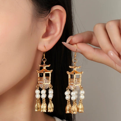 Lantern Pearl Led Earrings For Diwali Festival