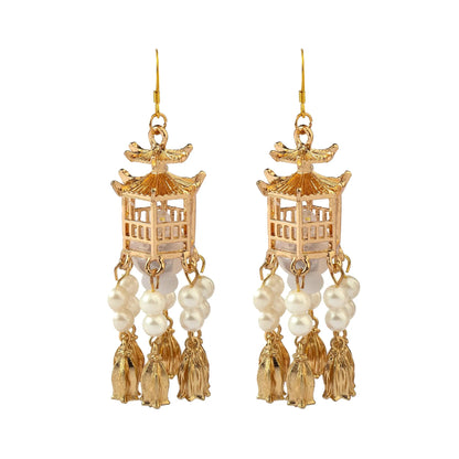 Lantern Pearl Led Earrings For Diwali Festival