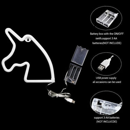 Unicorn Neon Sign Light | Battery & USB Operated