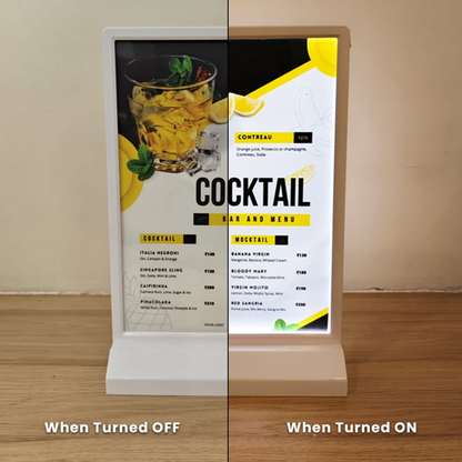 Rechargeable Dual-Sided LED Light Box | Tabletop Sign Board for Restaurants, Bars & Retail Stores – A4/A5/A6, White