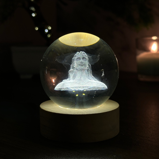 Adiyogi 3D Crystal Ball Lamp