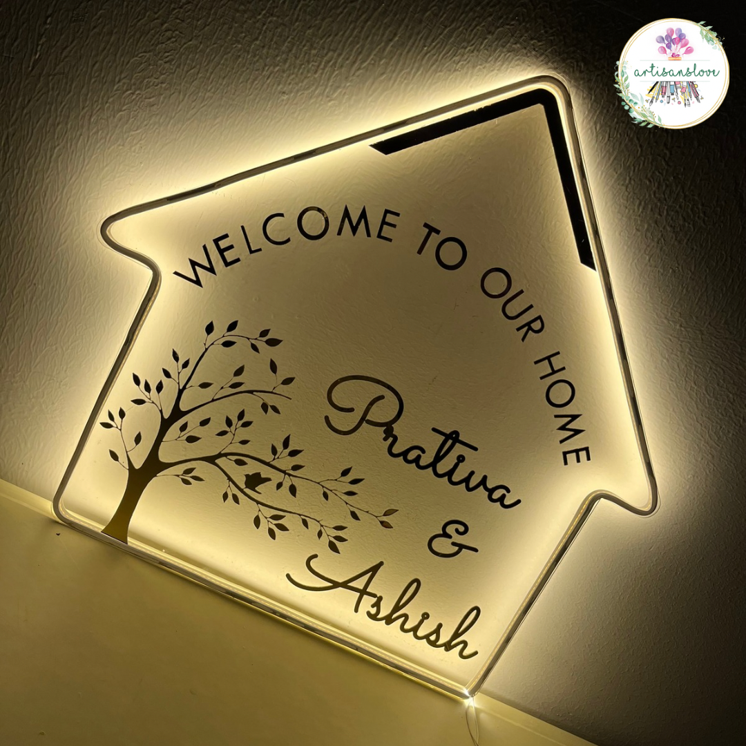 House shaped LED name plate