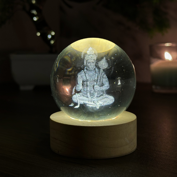 Jai Shree Hanuman Ji 3D Crystal Ball Lamp