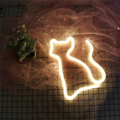 Cat Neon Sign Light | Battery & USB Operated