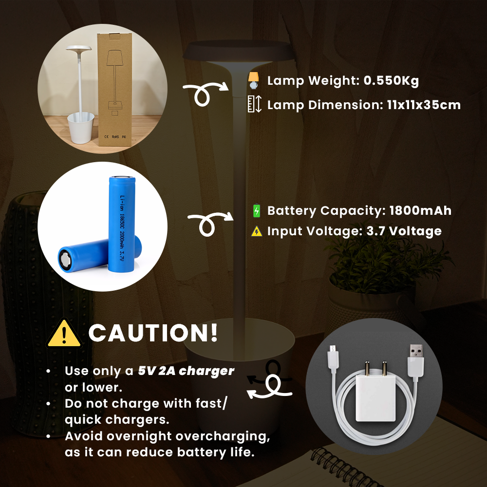 Lunasta Portable Rechargeable LED Table Lamp