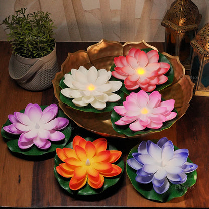 LED Lotus Floating Tea Light Flower | Water Sensor | Mix Color