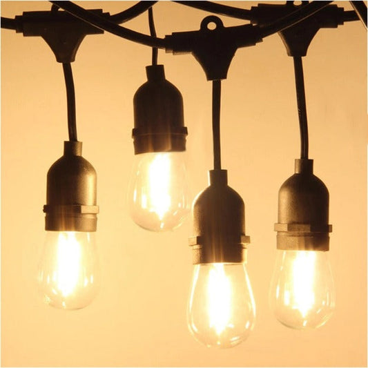 Waterproof Outdoor Hanging Bulb Holder String Lights with ST64 4W LED Bulbs