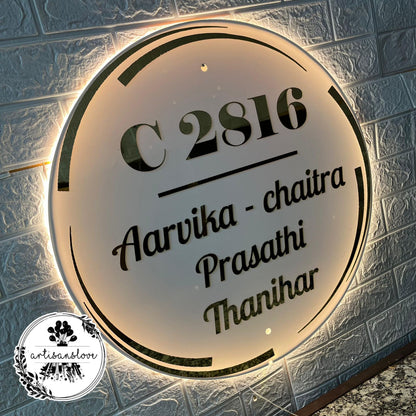 White round LED name plate