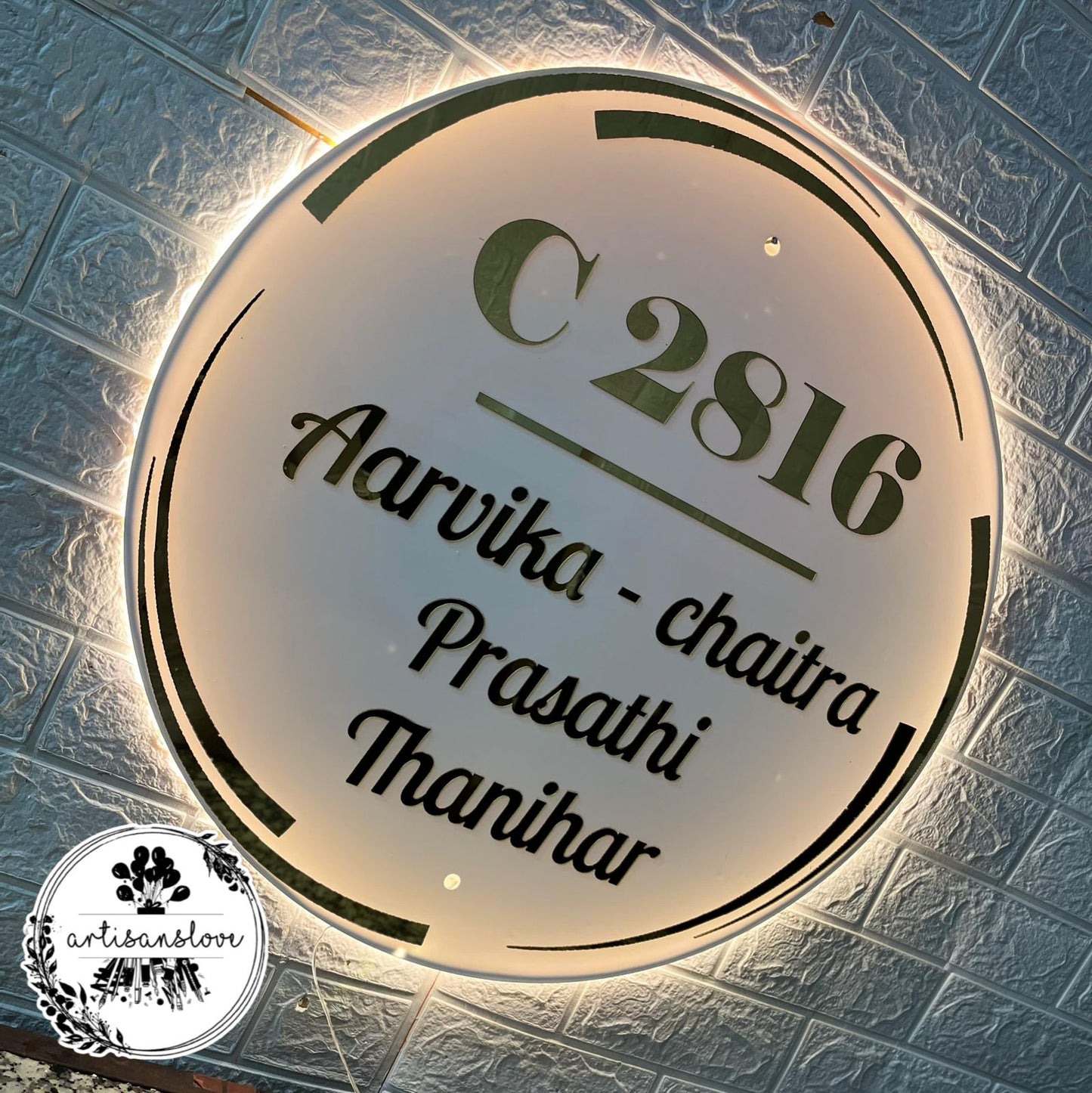 White round LED name plate