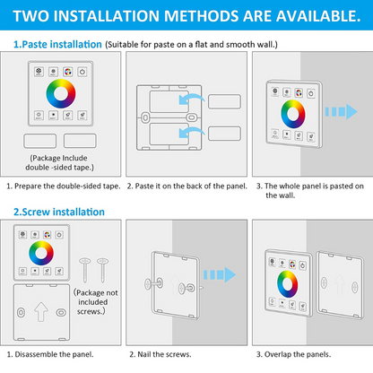 RGB Controller with Wireless Touch Panel RF Wall Mounted