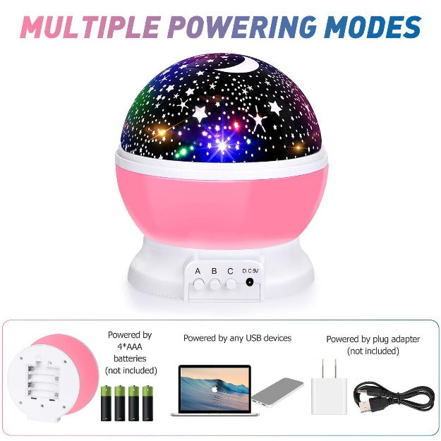 Rotating LED Star Moon Night Lamp | Multicolour
