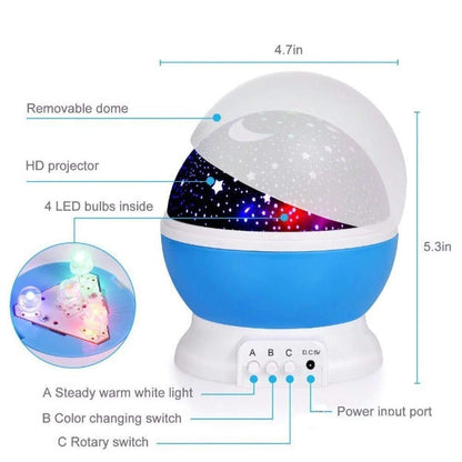 Rotating LED Star Moon Night Lamp | Multicolour