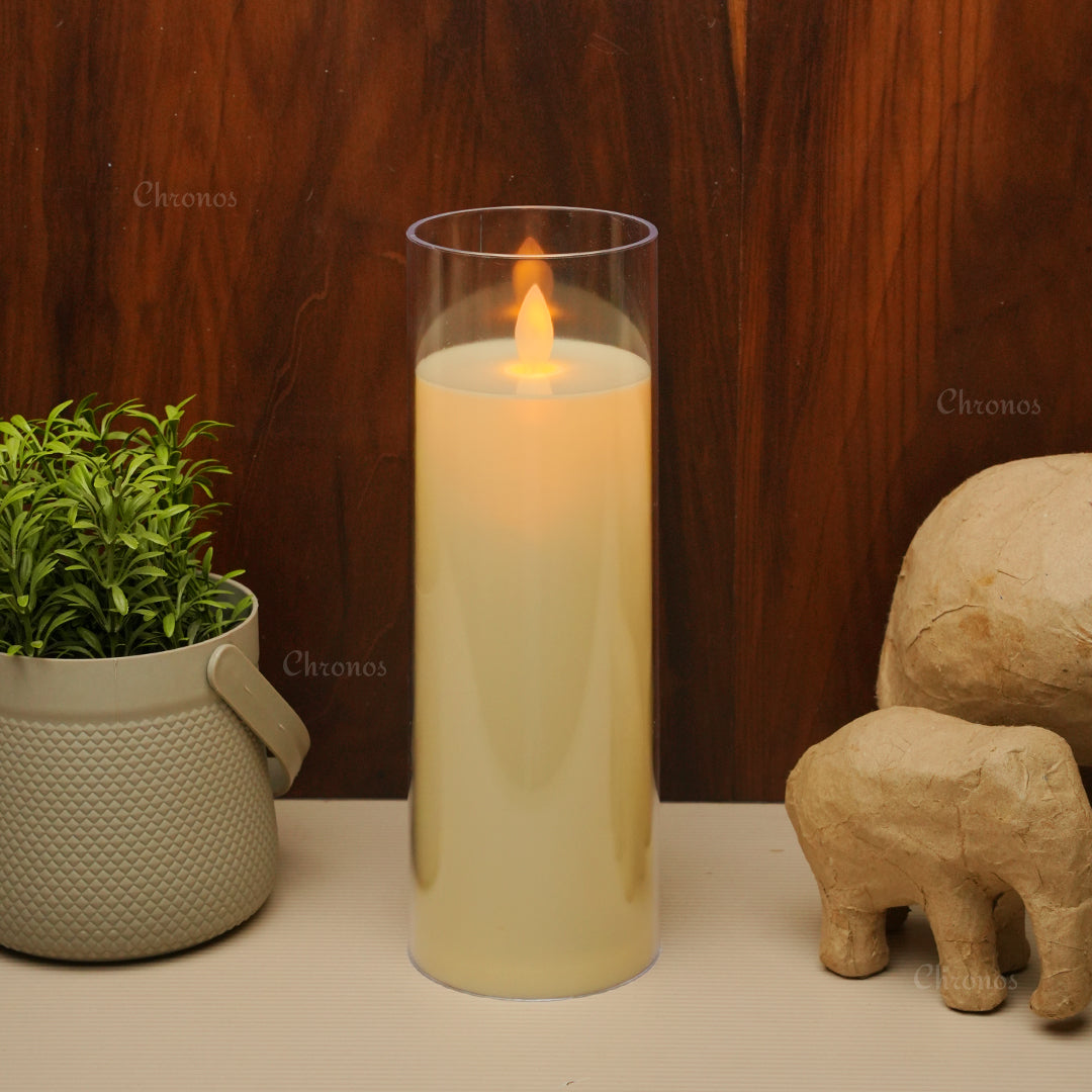 Acrylic Glass LED Moving Flame Pillar Candle