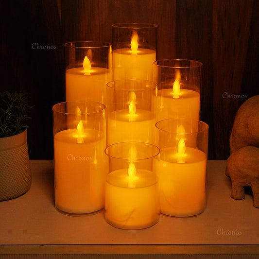 Acrylic Glass LED Moving Flame Pillar Candle