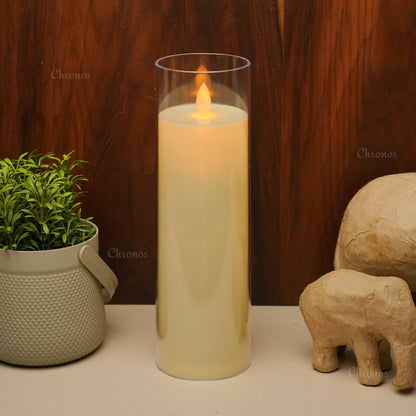 Acrylic Glass LED Moving Flame Pillar Candle