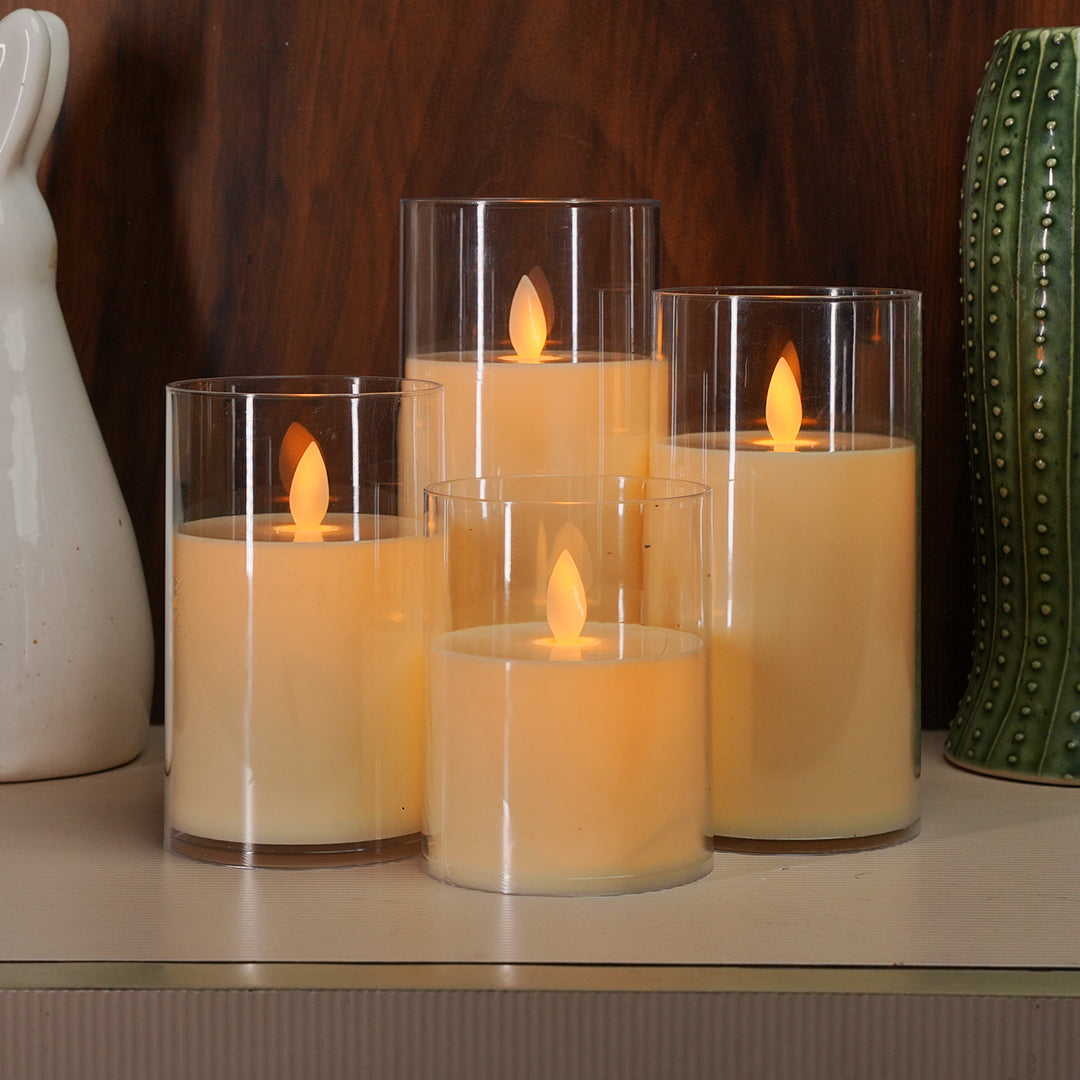 Acrylic Glass LED Moving Flame Pillar Candle