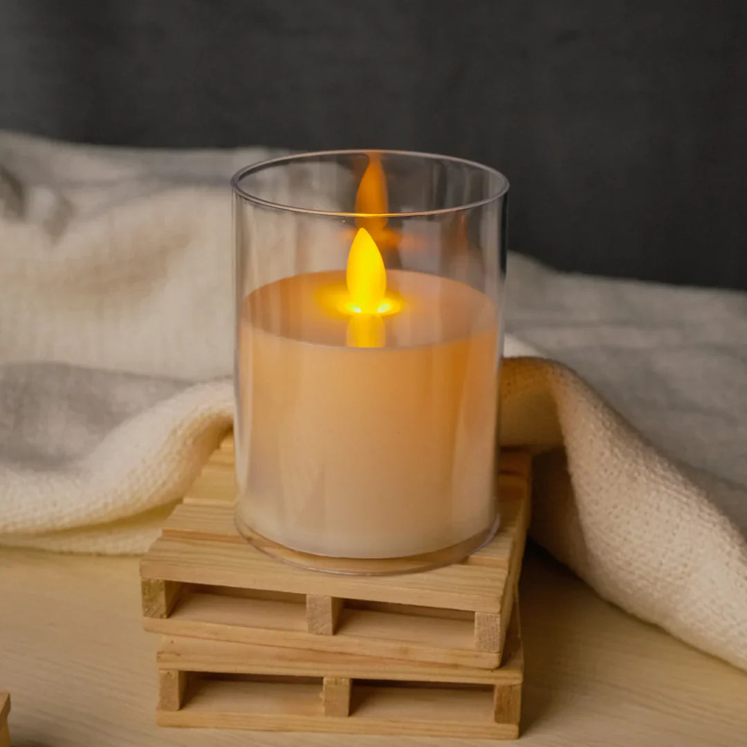 Acrylic Glass LED Moving Flame Pillar Candle