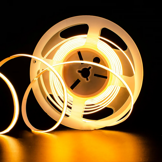 8mm COB Dotless LED Strip Lights - Amber Yellow - 320 LEDs per meter - 12V
