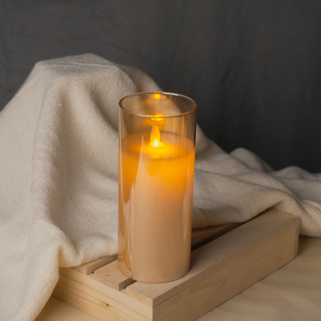 Battery Operated Flameless LED Pillar Candles Pack of 3 - Moving Flame, 10 Key Remote & Timer Controlled