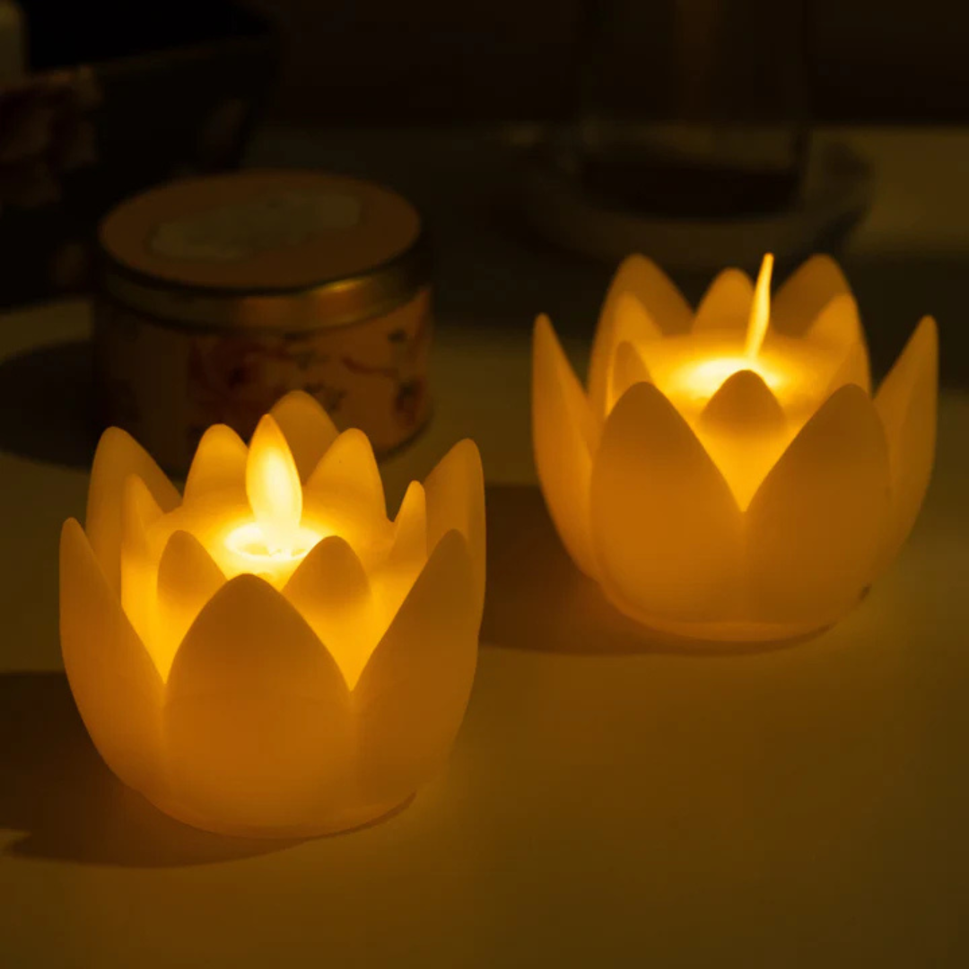 LED Tea Light Lotus Candles (Pack of 6)