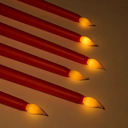 LED Long Pole Flameless Flickering Taper Candles - Battery Operated | Warm White