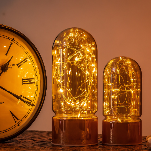 Glass Table Lamps with Fairy Lights | Bell Jar Top
