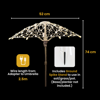 LED Decorative Light Umbrella – Rainbow & Warm White Illumination | 8 Lighting Modes | IP44 Weatherproof