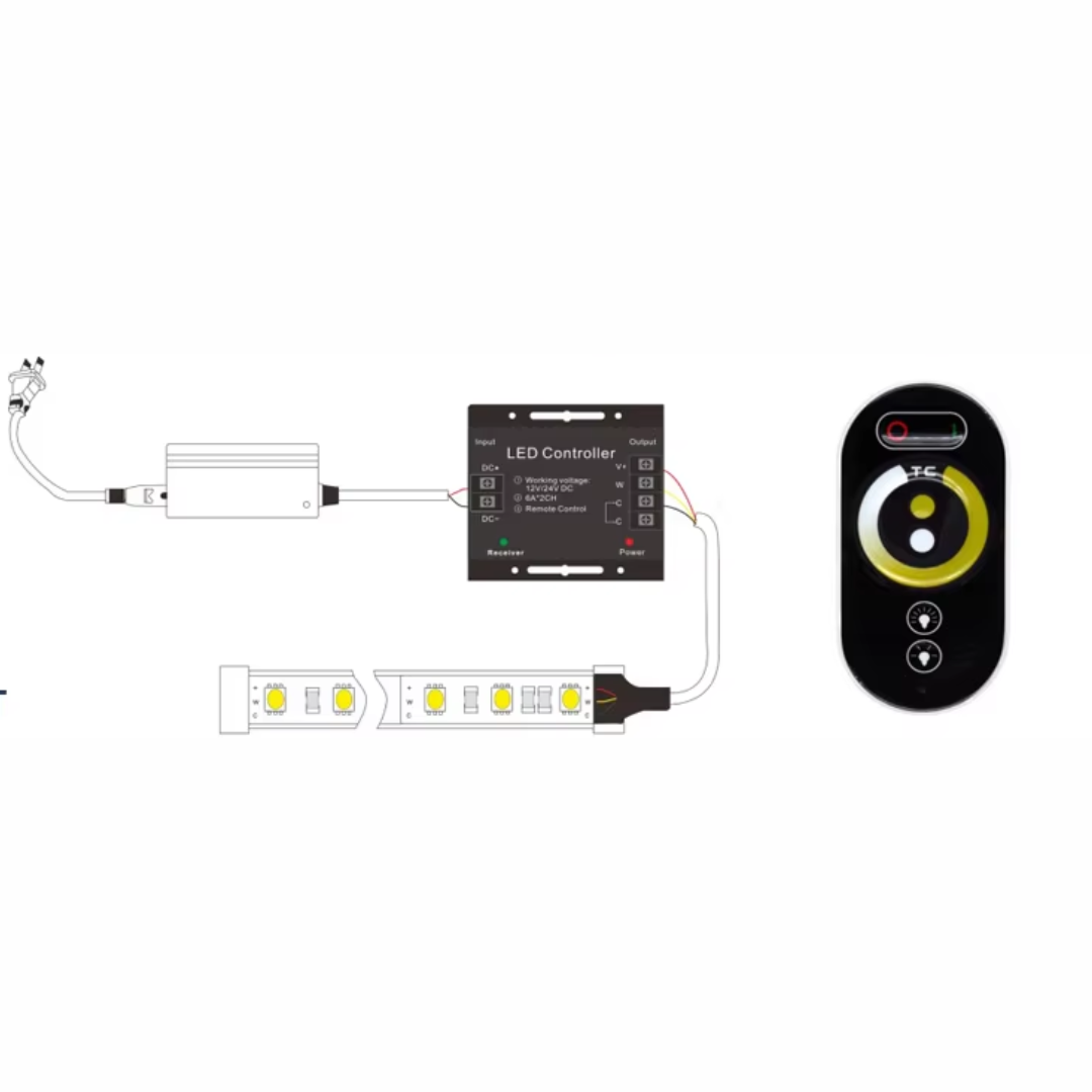 CCT Tunable LED Controller Dimmer | RF Touch Remote | 12V/24V
