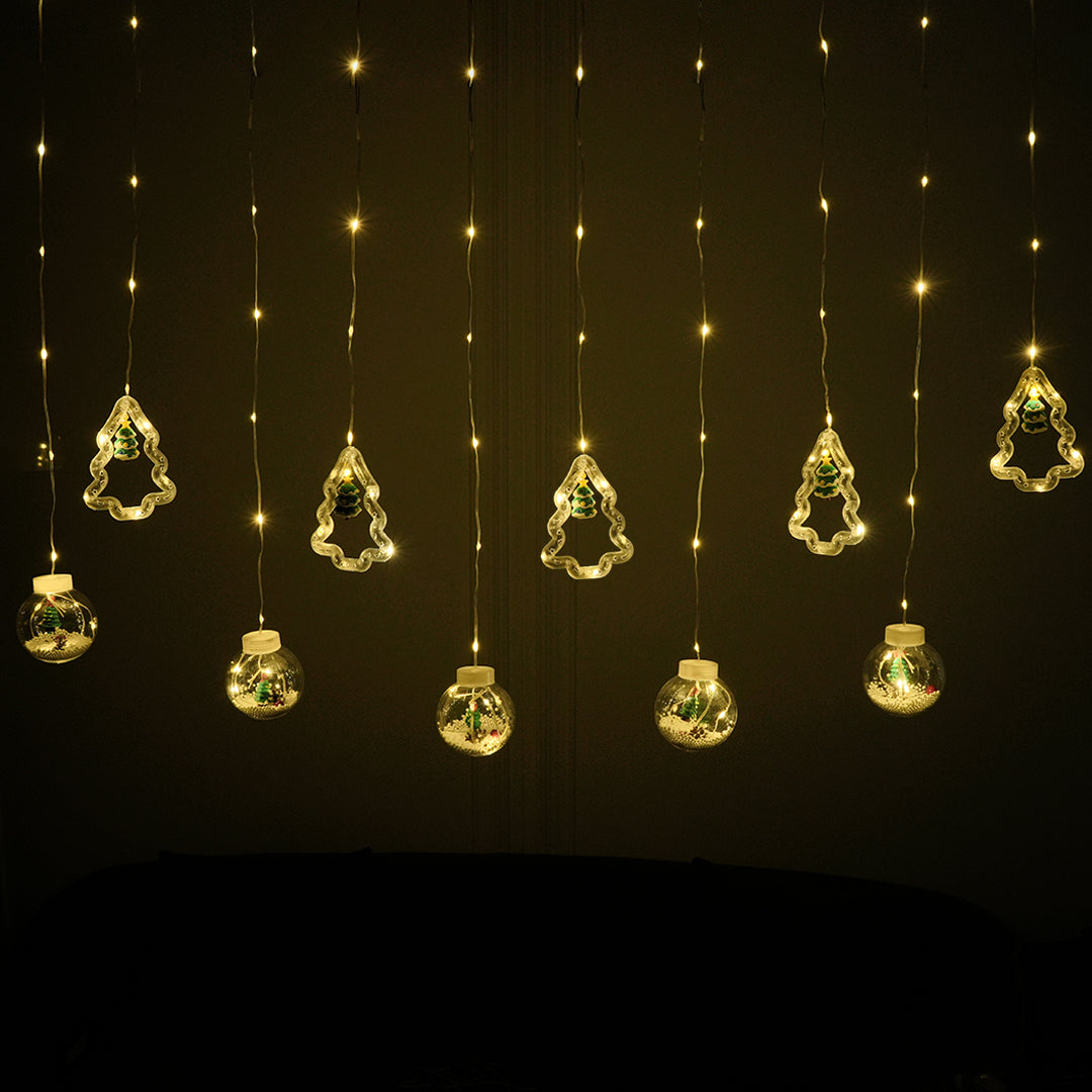 Christmas Ball + Tree Curtain Lights | Warm White
