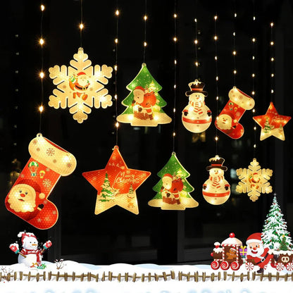 Christmas 3D Paint Ornaments Curtain Lights | Warm White