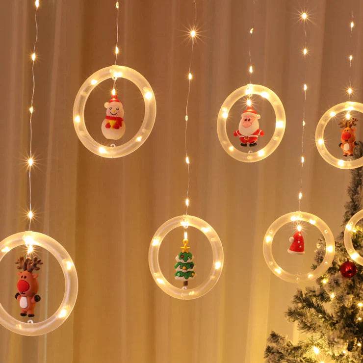 Christmas Rings Curtain Lights | Warm White LED
