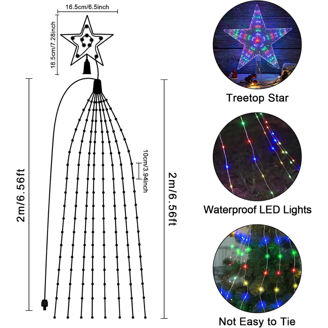 Star with 9 String Lights Christmas Tree Decoration | Multi LED