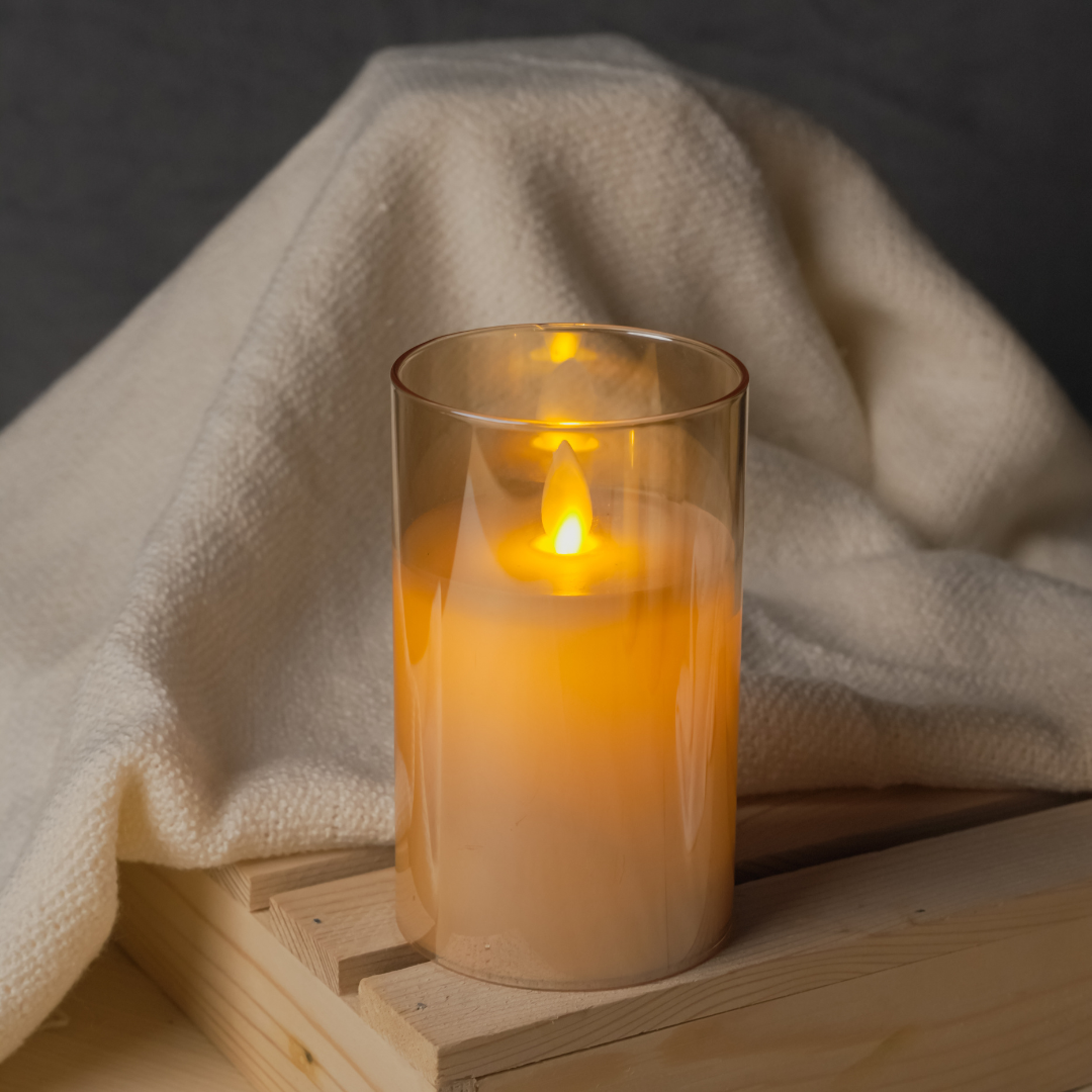 Battery Operated Flameless LED Pillar Candles Pack of 3 - Moving Flame, 10 Key Remote & Timer Controlled