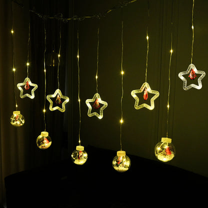 Christmas Star + Ball Curtain Lights | Warm White