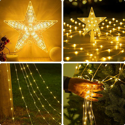 Star with 9 String Lights Christmas Tree Decoration | Warm White LED
