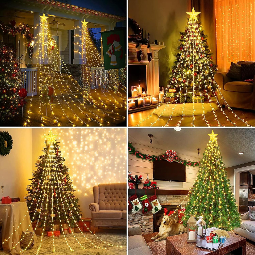 Star with 9 String Lights Christmas Tree Decoration | Warm White LED