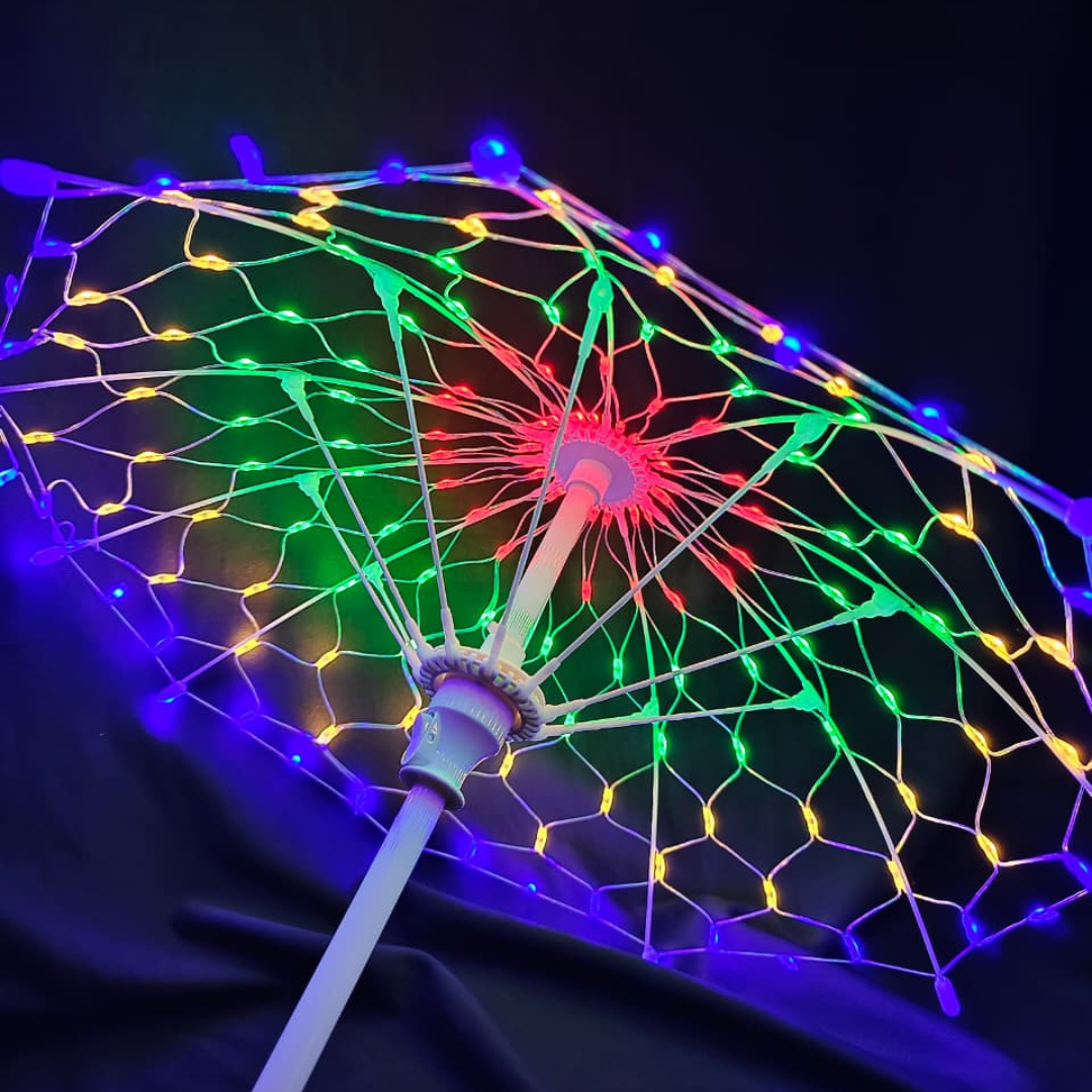 LED Decorative Light Umbrella – Rainbow & Warm White Illumination | 8 Lighting Modes | IP44 Weatherproof
