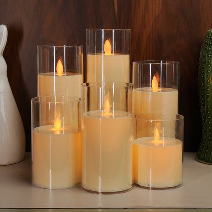 Acrylic Glass LED Moving Flame Pillar Candle