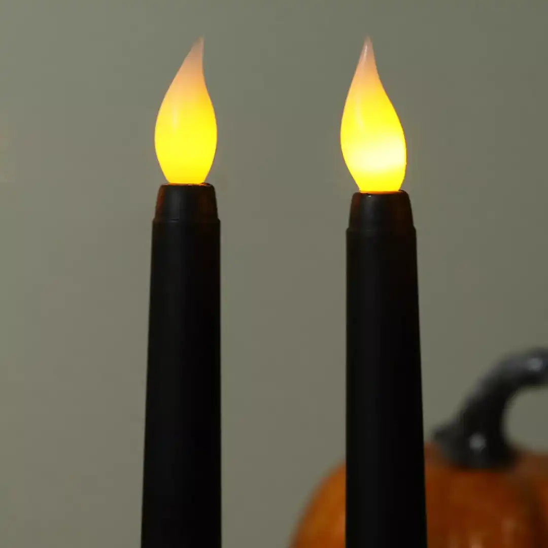 LED Long Pole Flameless Flickering Taper Candles - Battery Operated | Warm White