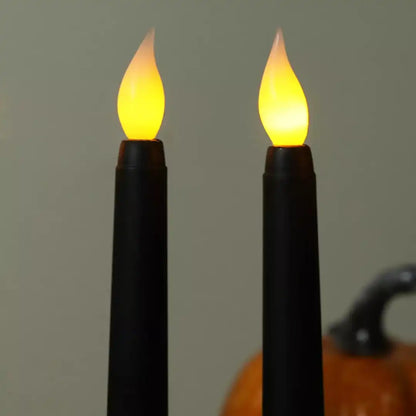 LED Long Pole Flameless Flickering Taper Candles - Battery Operated | Warm White