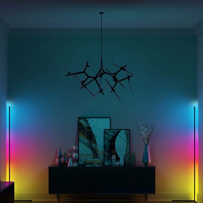 Smart RGBIC Corner Floor Lamp | Remote Control Color Changing