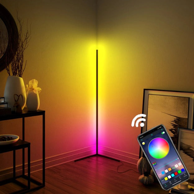 Smart RGBIC Corner Floor Lamp | Remote Control Color Changing