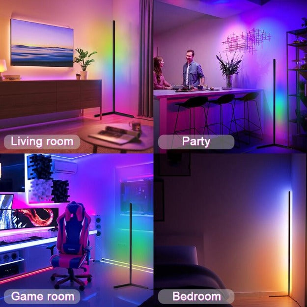 Smart RGBIC Corner Floor Lamp | Remote Control Color Changing