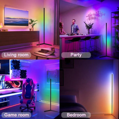 Smart RGBIC Corner Floor Lamp | Remote Control Color Changing