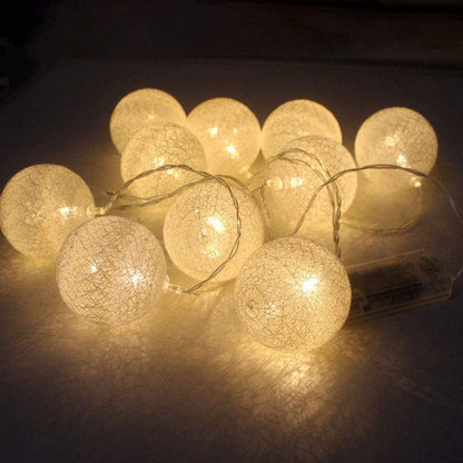 Cotton Ball String Lights - White