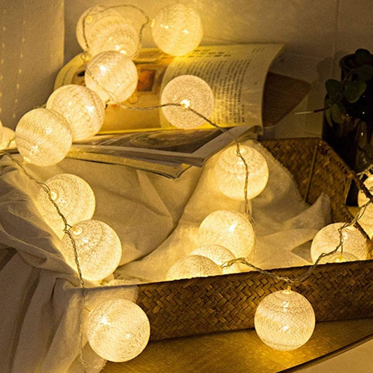 Cotton Ball String Lights - White