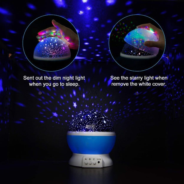 Rotating LED Star Moon Night Lamp | Multicolour