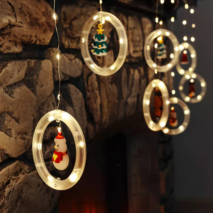 Christmas Rings Curtain Lights | Warm White LED