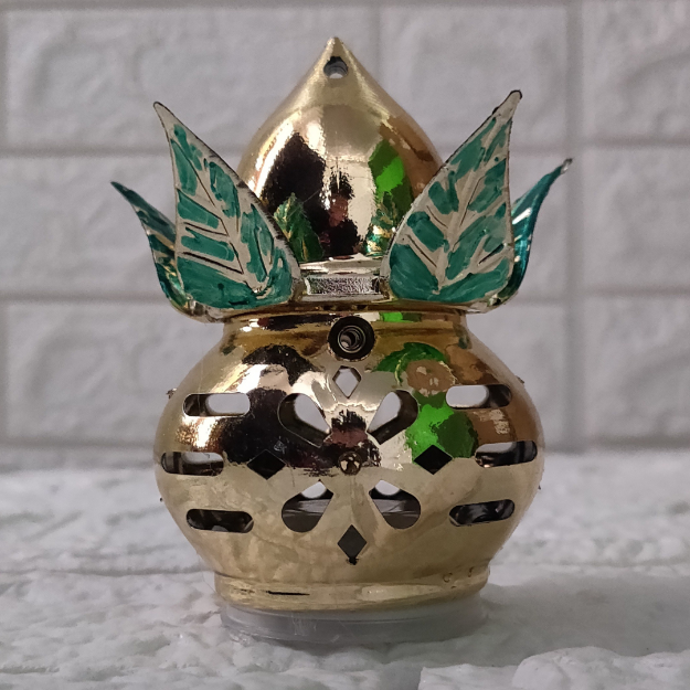 LED Kalash with Meena Leaf Table Lamp (Pack of 2) | Divine Glow for Your Pooja Mandir & Home Décor